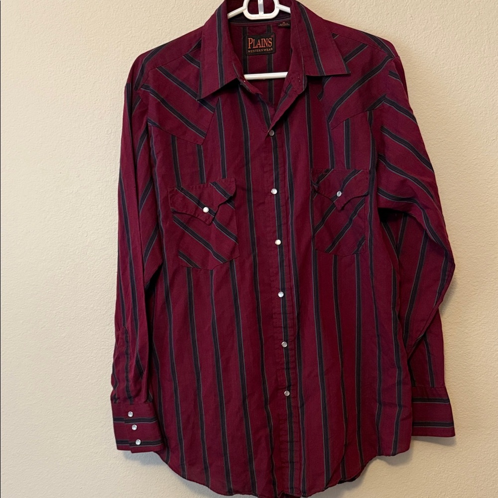 Vintage Western Striped Casual Button Down Shirt